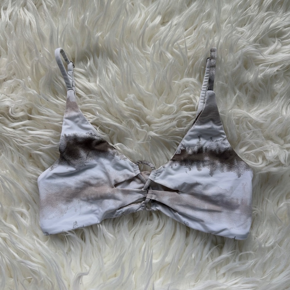 San Lorenzo White and Brown Bikini Top
